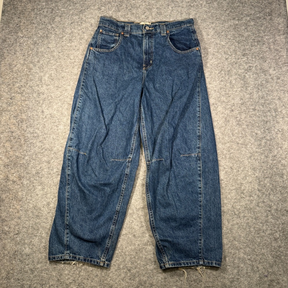 BDG Urban Outfitters RIH Mid-Rise Baggy Wide Leg‎ Jeans Blue Denim 28 Distressed - Picture 2 of 13